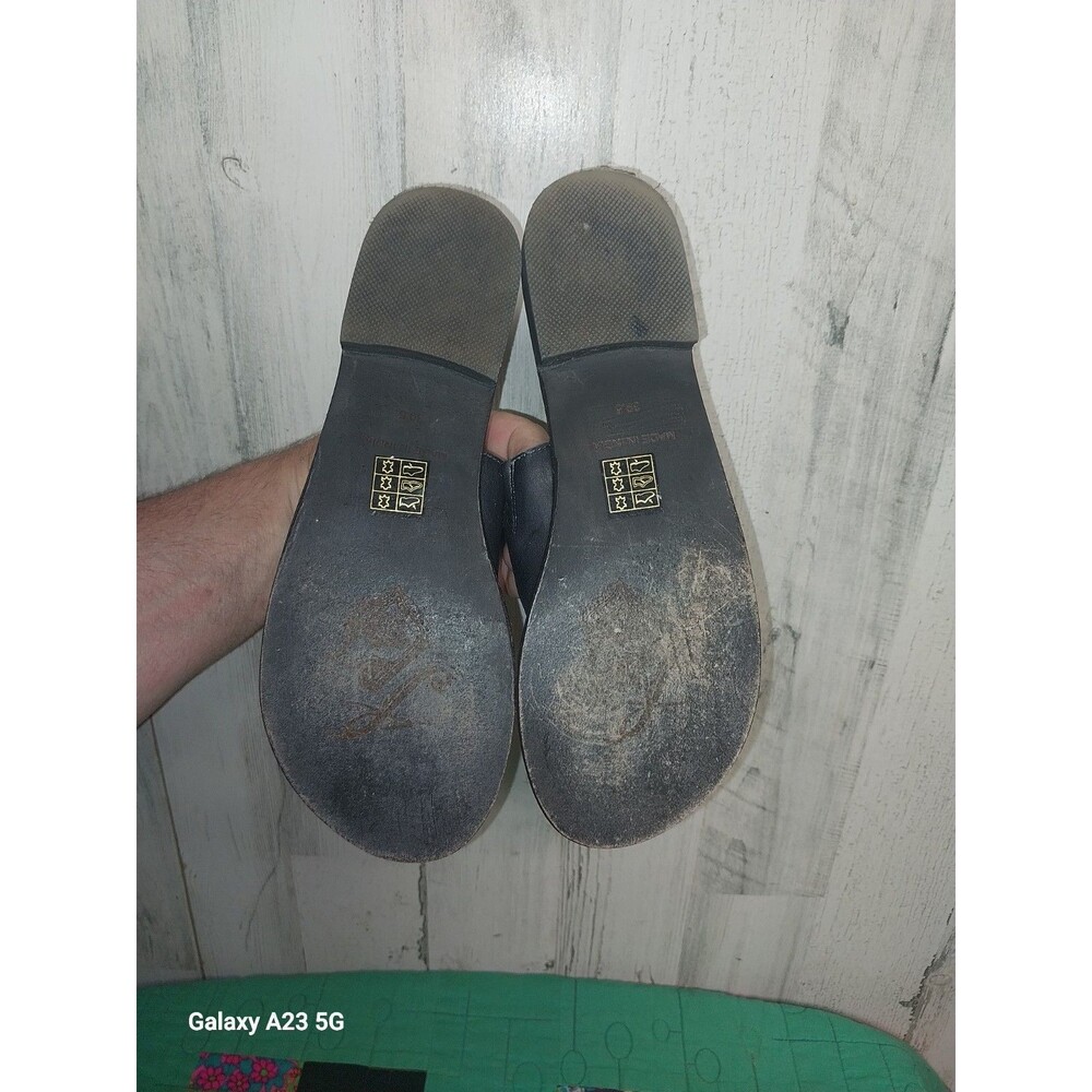 Free People Saturday Sandal Leather Slip-On Style Black Size 39.5 - Picture 5 of 6